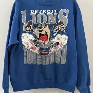 Detroit Lions Taz royal color Crewneck Sweatshirt men women